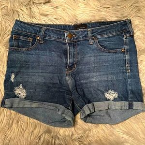 Denim Shorts w/ Rolled Hem and Rips